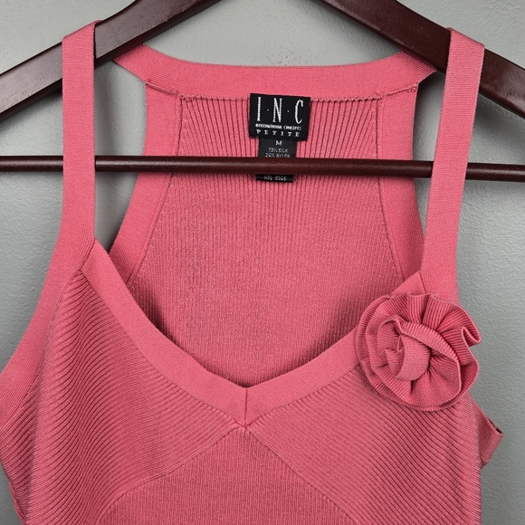 INC Silk Blend Dressy Blouse Floral Detail Pink Womens Size MP Spring Office - Picture 3 of 7